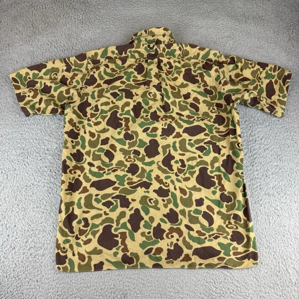 Vintage Camouflage Hunting Shirt Sz Large Camo Military Survival Frog Woodland